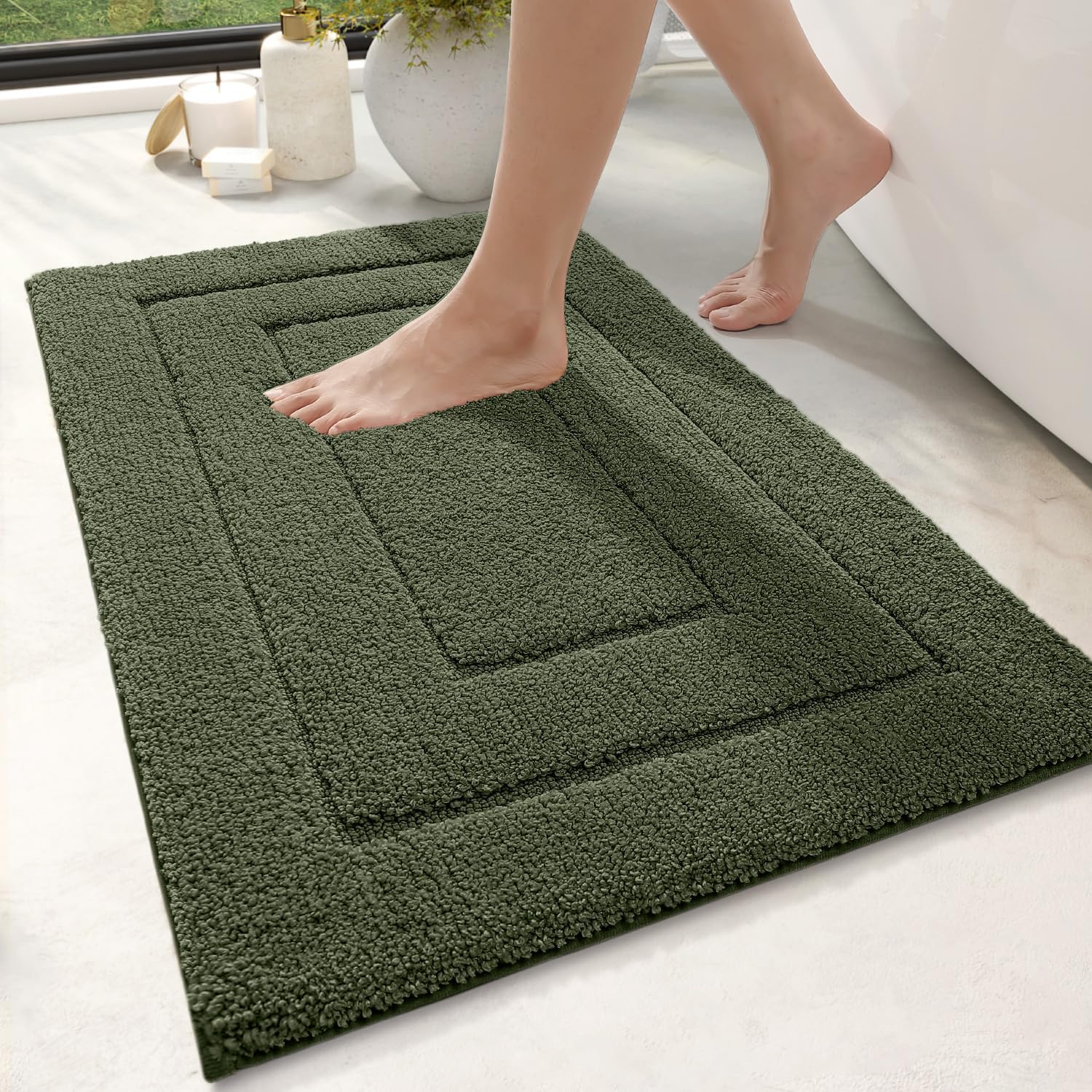DEXI Ultra Soft Bath Mat 50 x 80 cm, Non-Slip Absorbent Microfiber Mats, Machine...