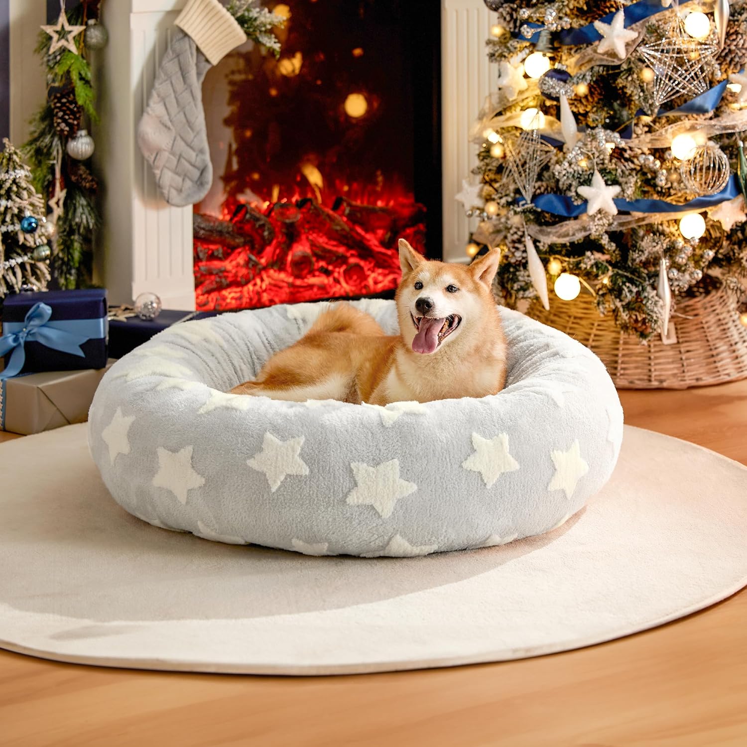 Lesure Donut Small Dog Bed - Round Cat Beds for Indoor Cats Anti-Anxiety Calming...