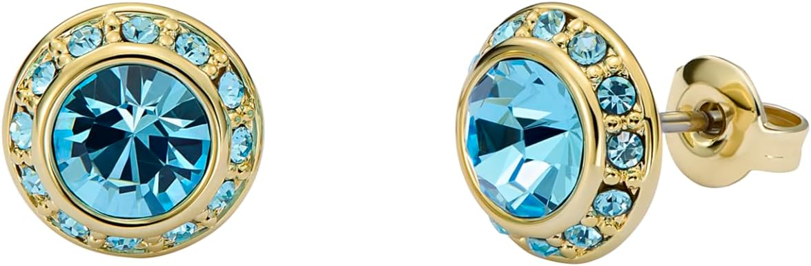 Ted Baker Soletia Solitaire Sparkle Crystal Stud Earrings For Women Gold/Aquamar...
