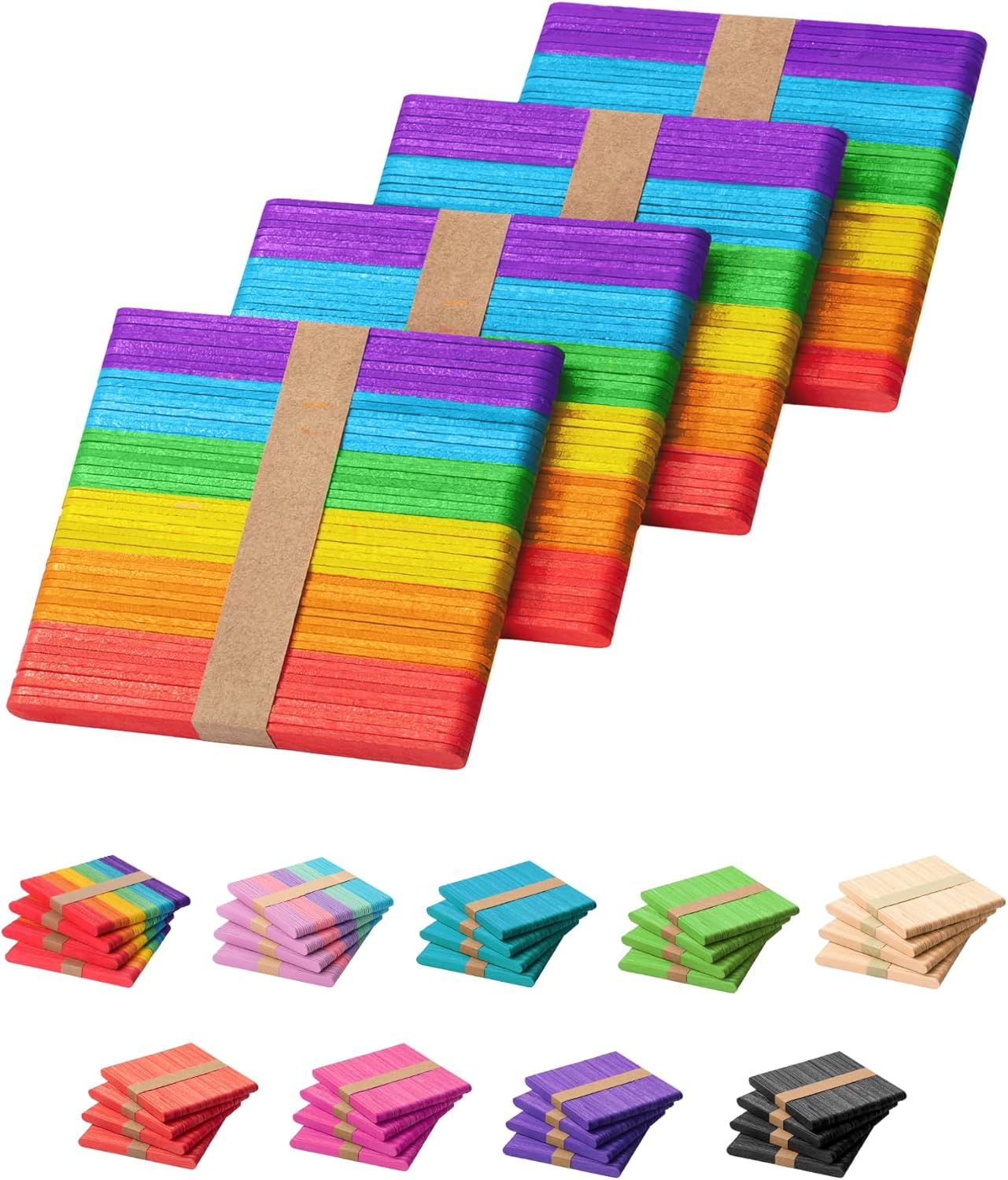 Mr. Pen- Colored Popsicle Sticks, Wooden Rainbow Colored Popsicle Sticks for Cra...