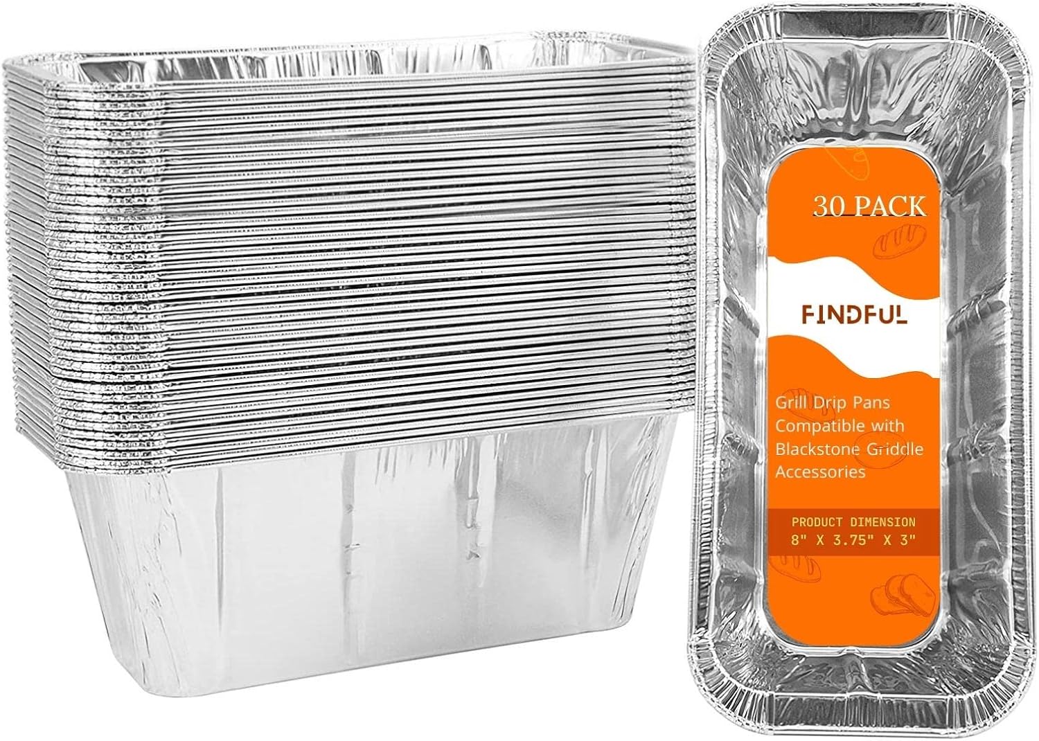 30-Pack Blackstone Griddle Accessories Drip Pan Liners, Aluminum Foil Pan Dispos...