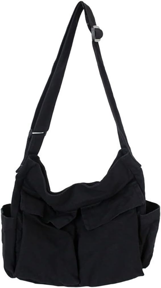 GAXOS Aesthetic Cute Messenger Bag for School Vintage Black Canvas Crossbody for...