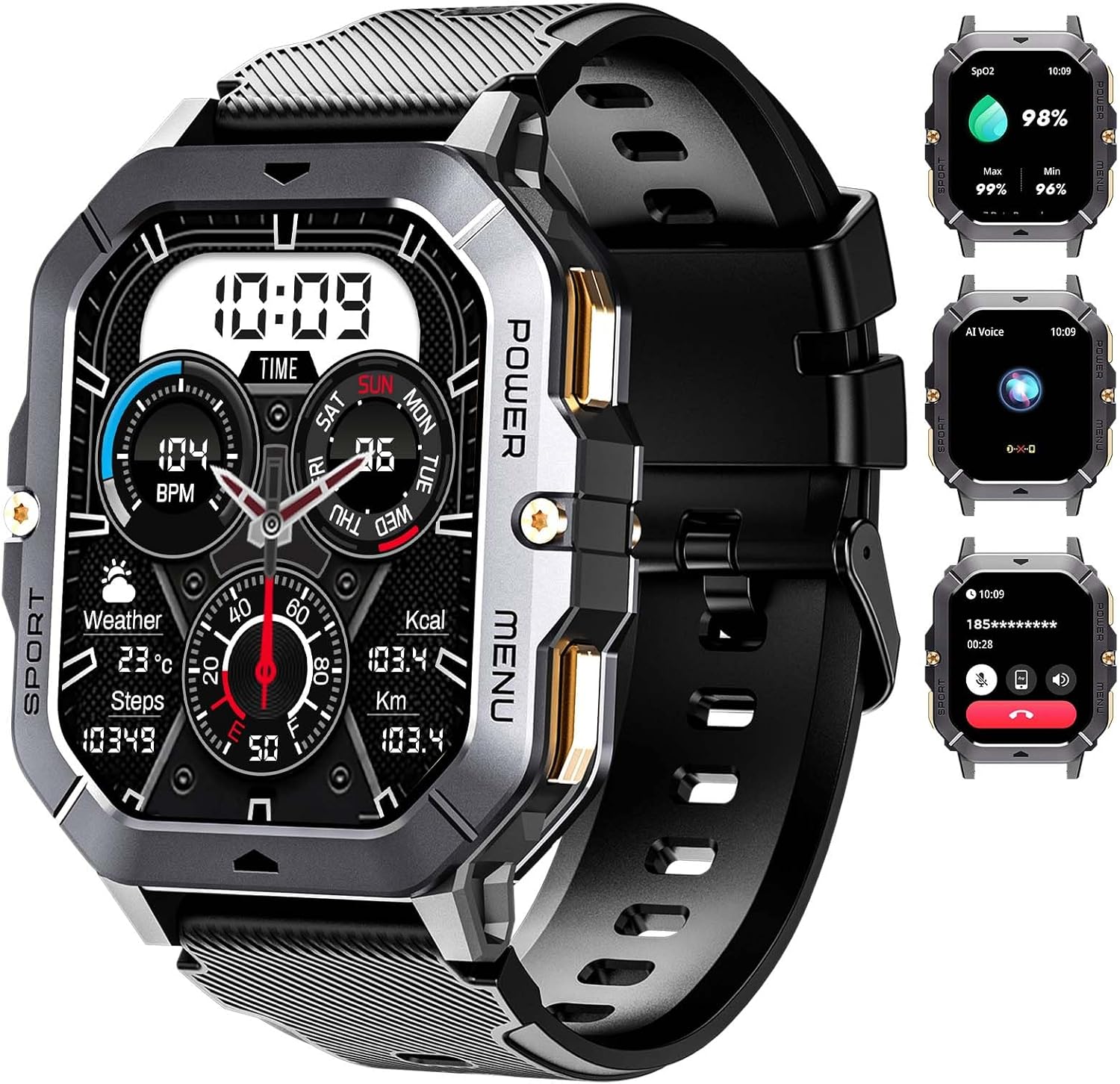OUKITEL BT101 Military Smart Watch for Men, 2.02”AMOLED HD Screen, Outdoor Sport...