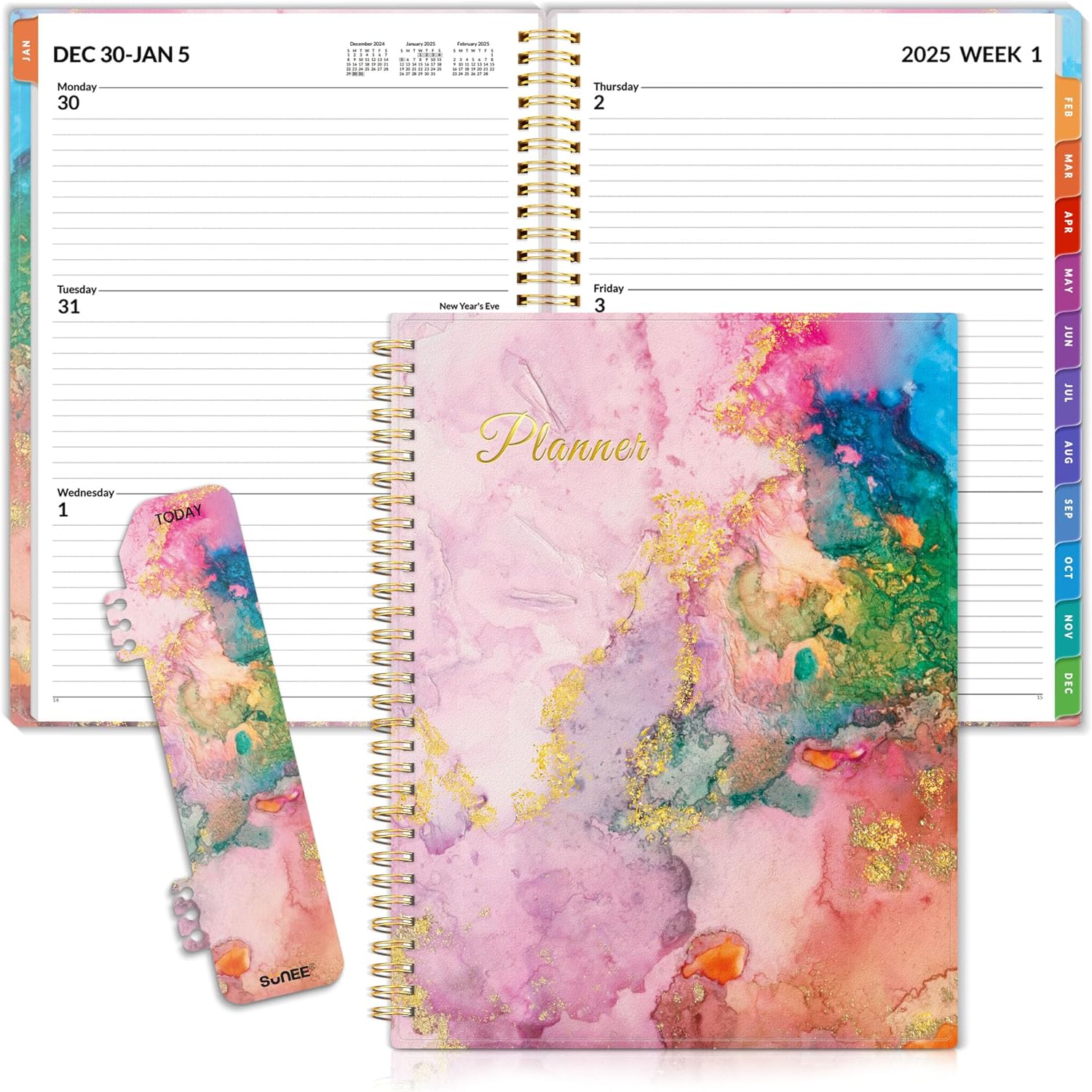 SUNEE 2025 Weekly and Monthly Planner - from January 2025 - December 2025, 8.5"x...
