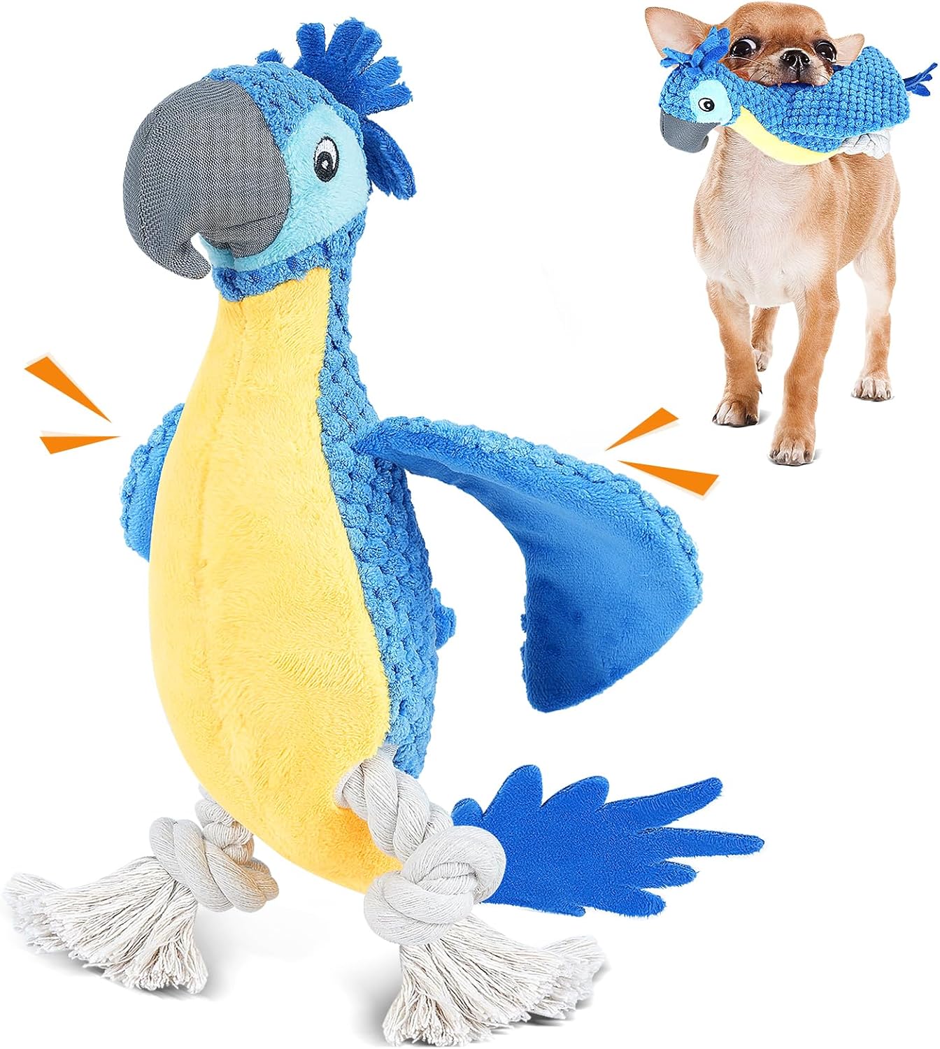 ROSAUI Dog Toys, Plush Squeaky Cockatoo Dog Toy - Interactive and Dental Cleanin...