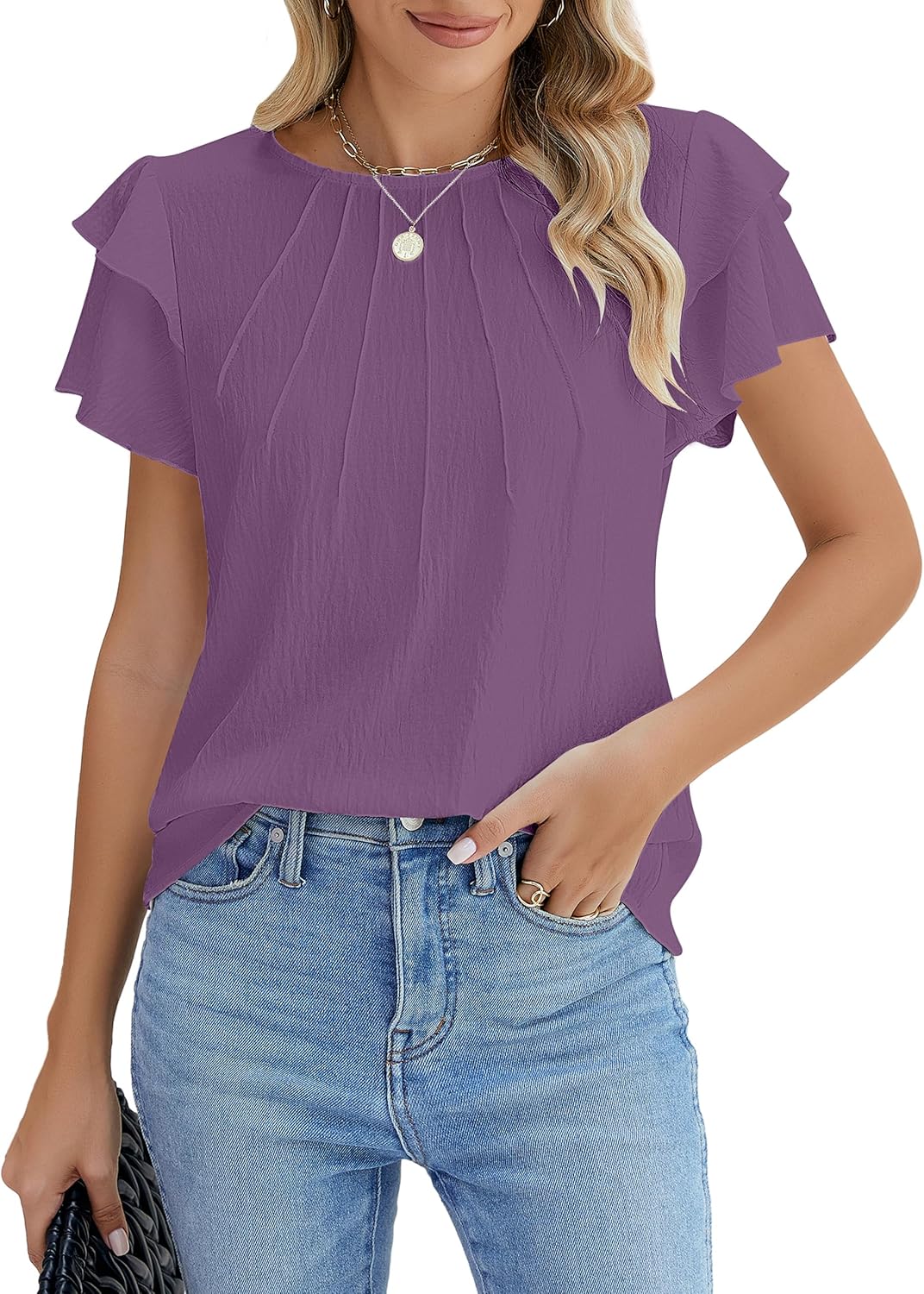 Blooming Jelly Women Dressy Casual Tops Business Work Blouses Summer Shirts Shor...