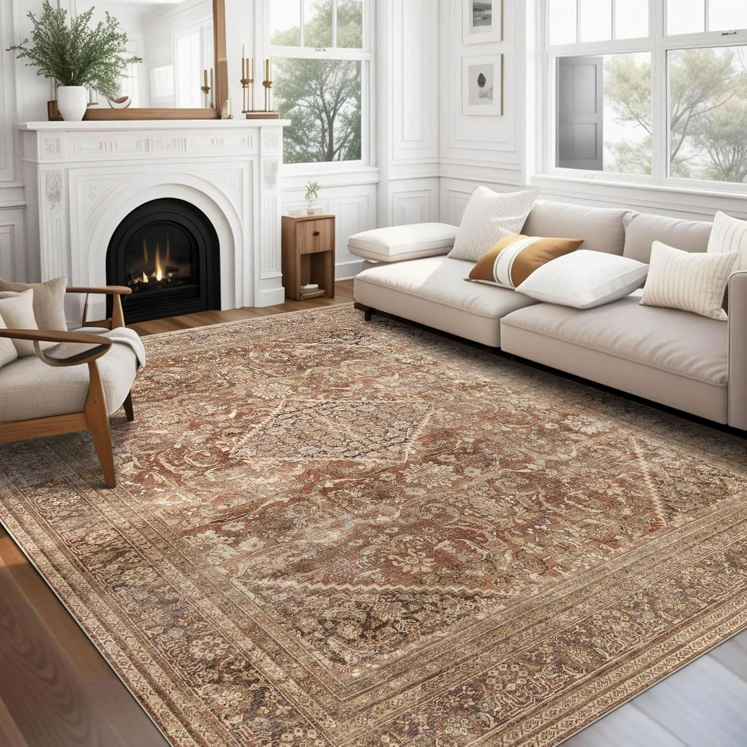 vivorug 8x10 Area Rugs, Stain Resistant Washable Rug for Living Room, Vintage In...