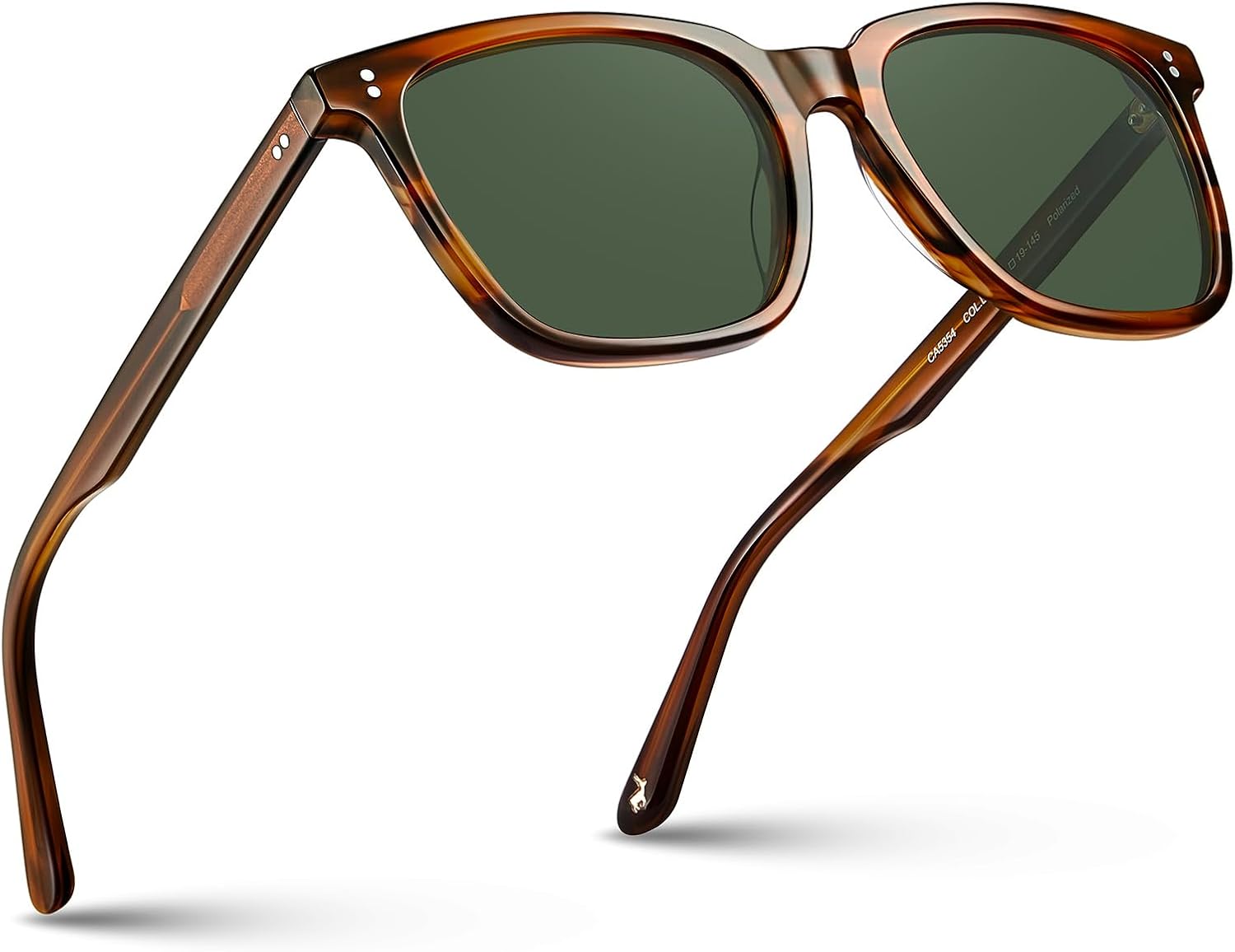 CARFIA Acetate Polarized Sunglasses for Men UV400 Protection Classic Retro Squar...