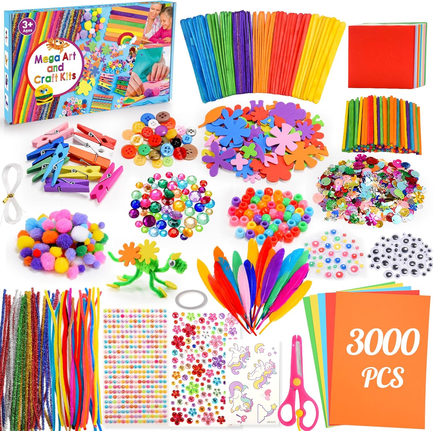3000+Pcs Craft Kits for Kids, 3-9 Year Old Girl Gifts Arts and Crafts for Kids T...