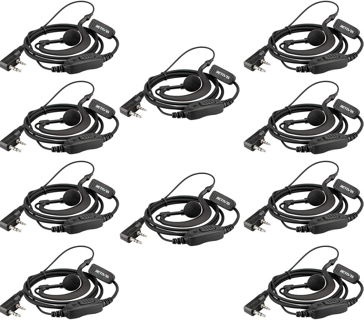 Retevis Radio Earpiece 2 Pin C-Type Radio Headset Compatible with eSynic BF88E K...