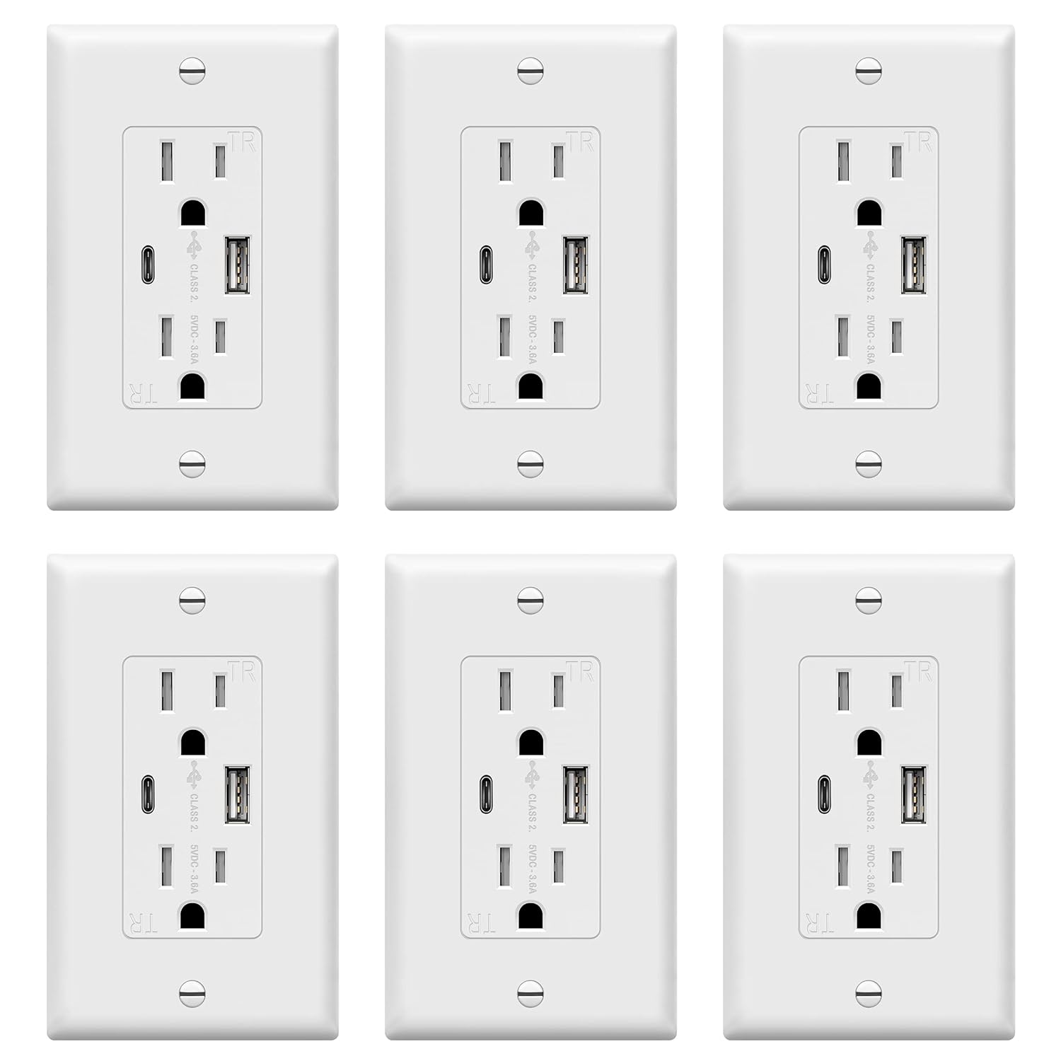 TOPGREENER USB Outlet, Type C & Type A USB Wall Charger Outlet, 15 Amp TR Recept...