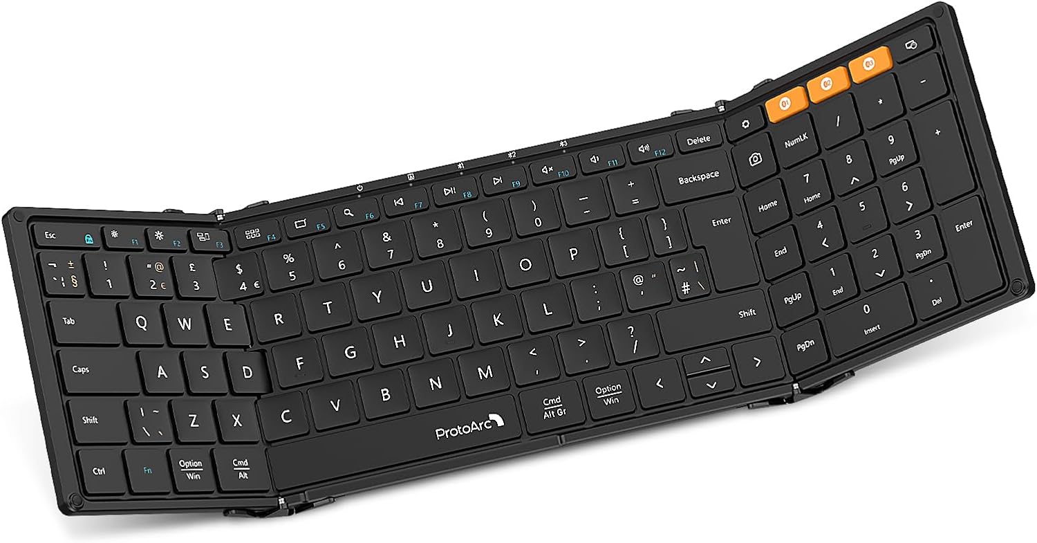 ProtoArc Foldable Bluetooth Keyboard Folding Keyboard with Number Pad | XK01 Ful...