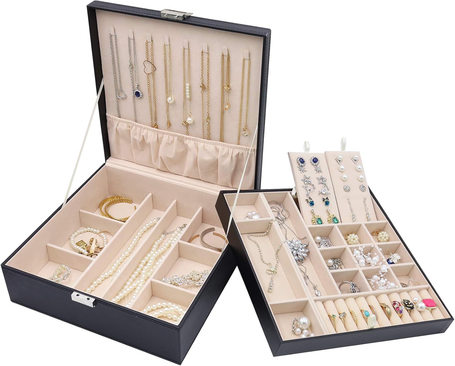 ProCase Jewelry Box for Women, 2 Layers Large Leather Jewelry Organizer Storage...