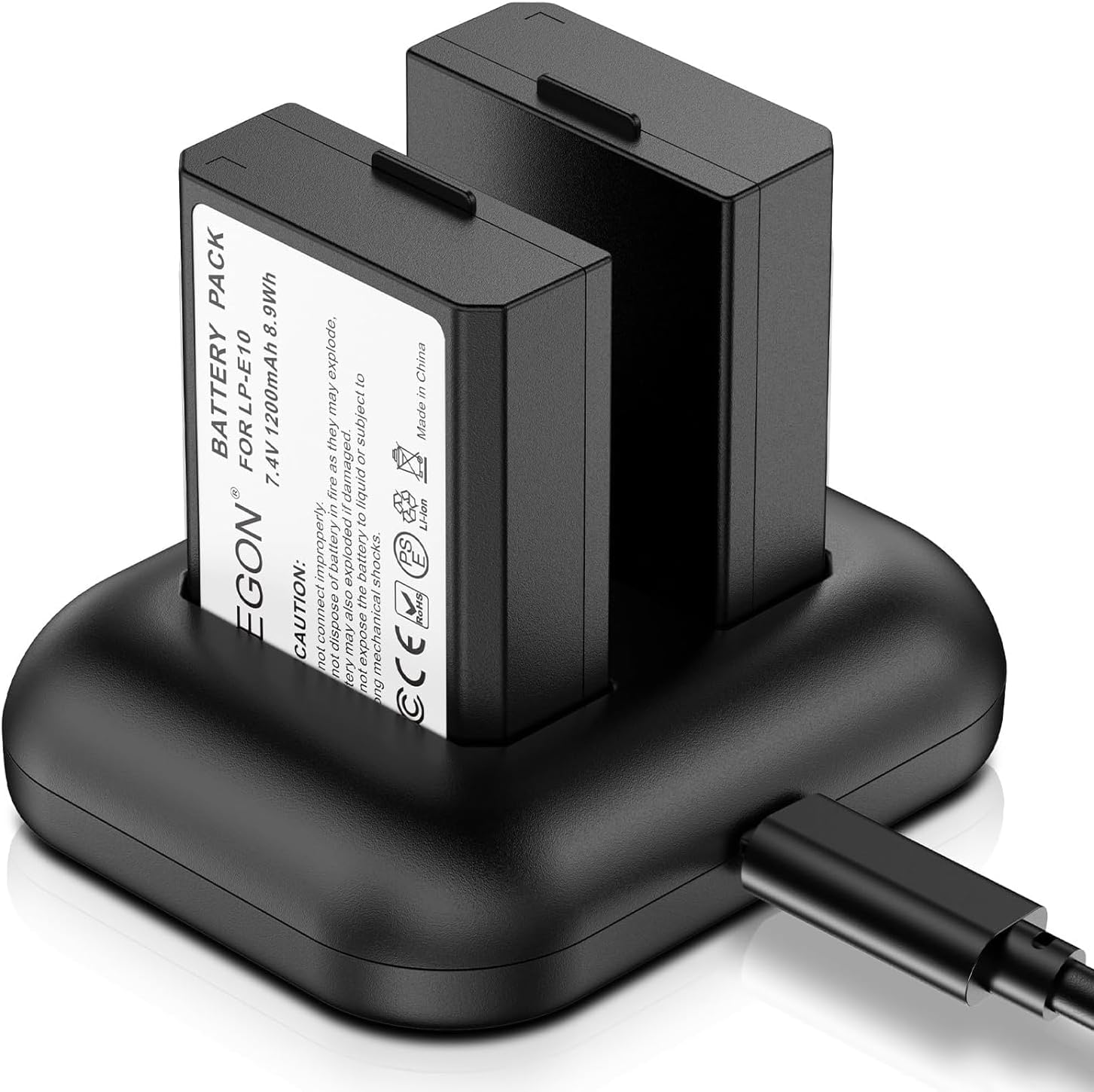 ENEGON Replacement Battery (2-Pack) and Rapid Dual Charger for Canon LP-E10 and...