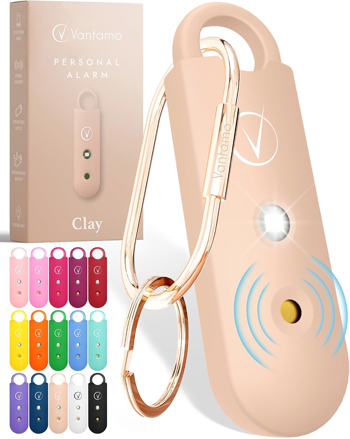 Vantamo Personal Alarm for Women - Extra Loud Double Speakers, First with Low Ba...