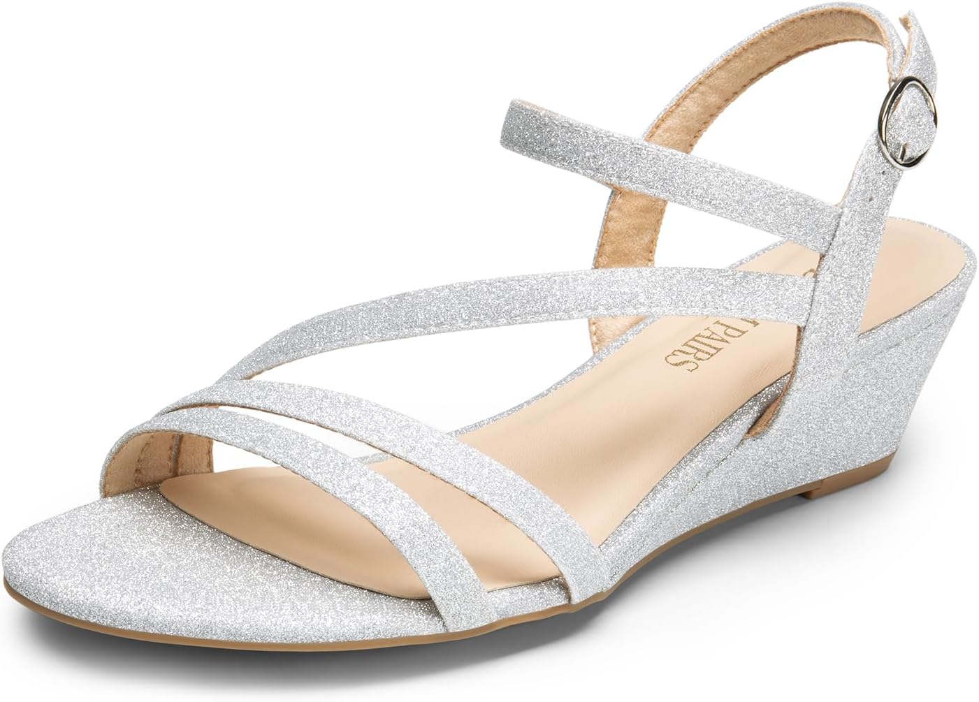 DREAM PAIRS Strappy Wrapped Dressy Wedge Sandals, Comfortable Sparkly Glitter An...