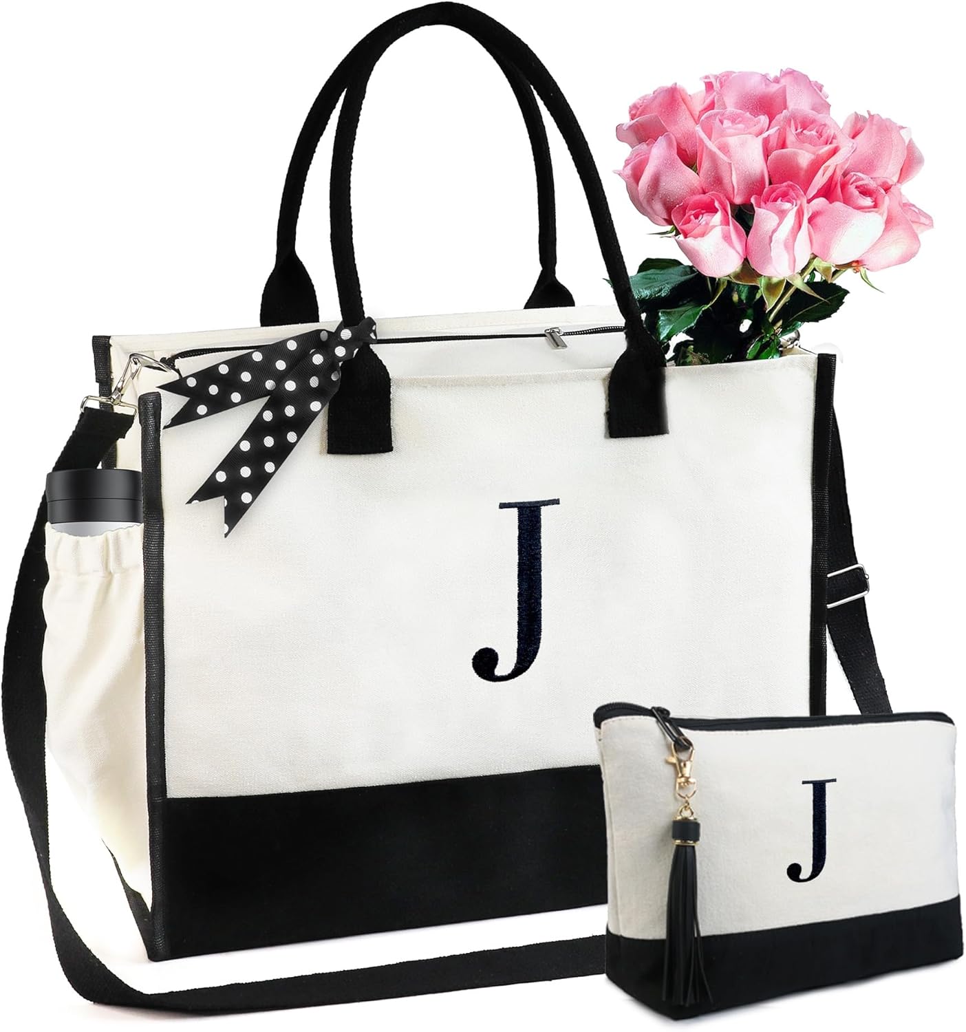 BeeGreen Valentine's Day Gifts for Women Canvas/Jute Zipper Tote Bag, Personaliz...