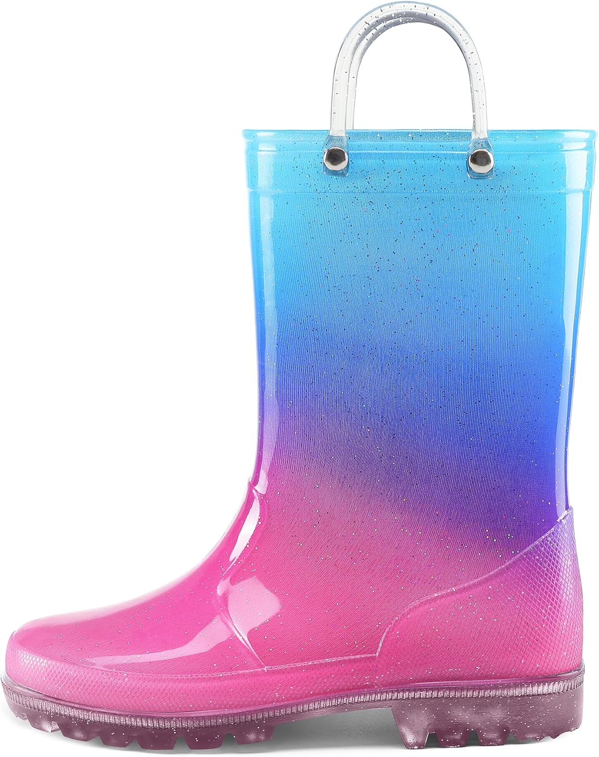 K KomForme Girls Boys Rain Boots Waterproof with Easy on Handles for Toddler/Lit...