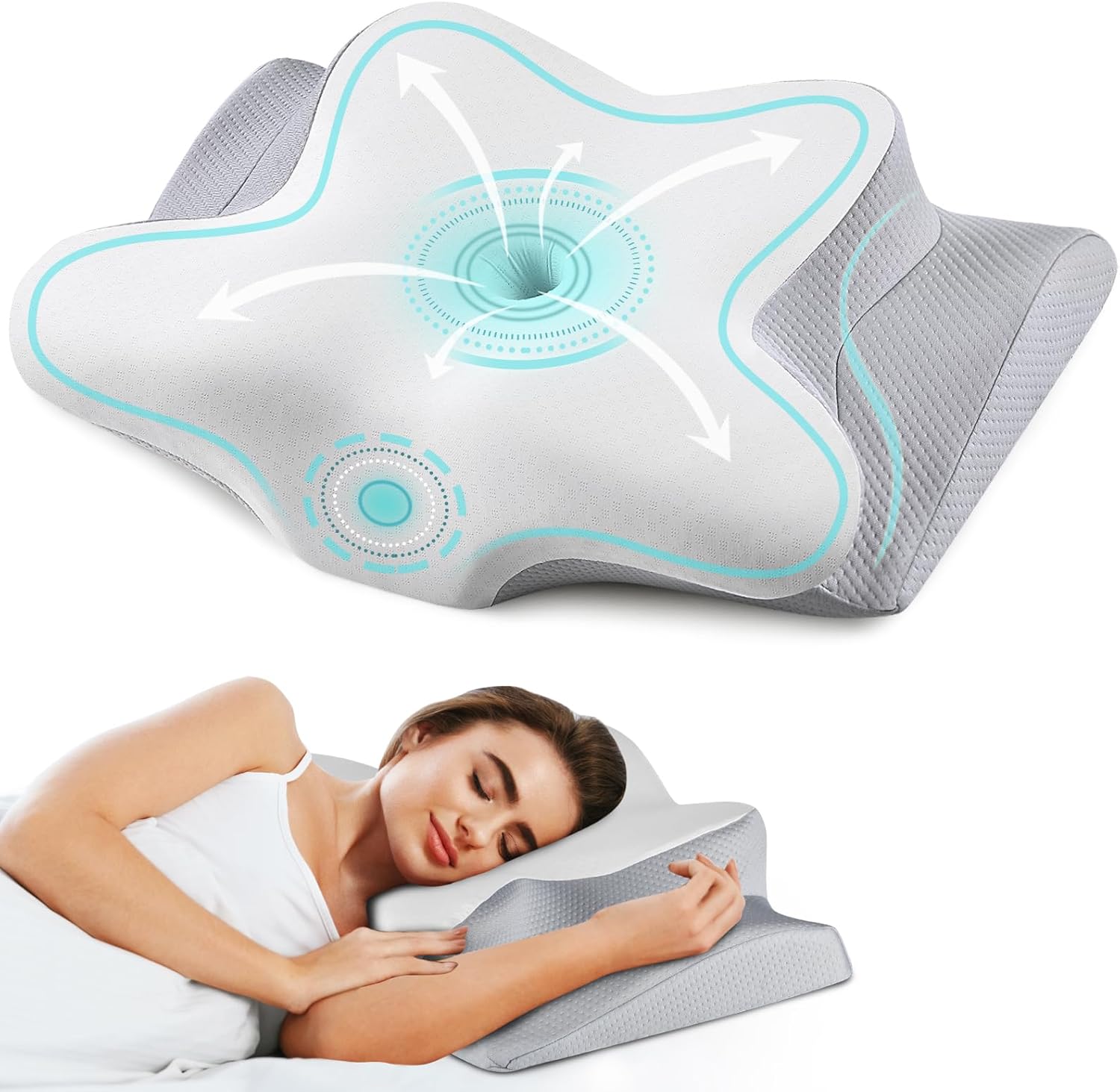 Cervical Neck Pillow - Ergonomic Bed Pillow for Neck Pain Relief, Orthopedic Con...