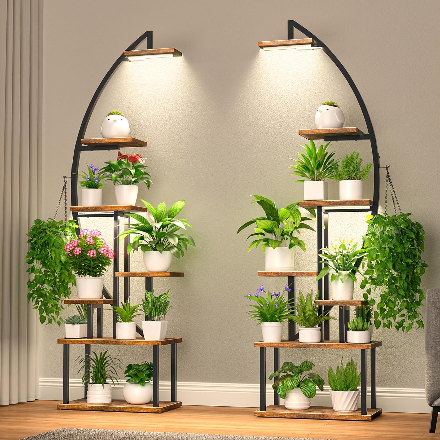 Tall Plant Stand Indoor with Grow Light, 7 Tiered Metal for Plants Multiple, Lar...