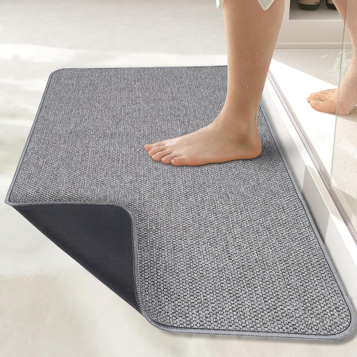 Bath Mat,Ultra Thin Bath Rugs,Rubber Bath Mats for Bathroom,Quick Dry,Non-Slip,M...