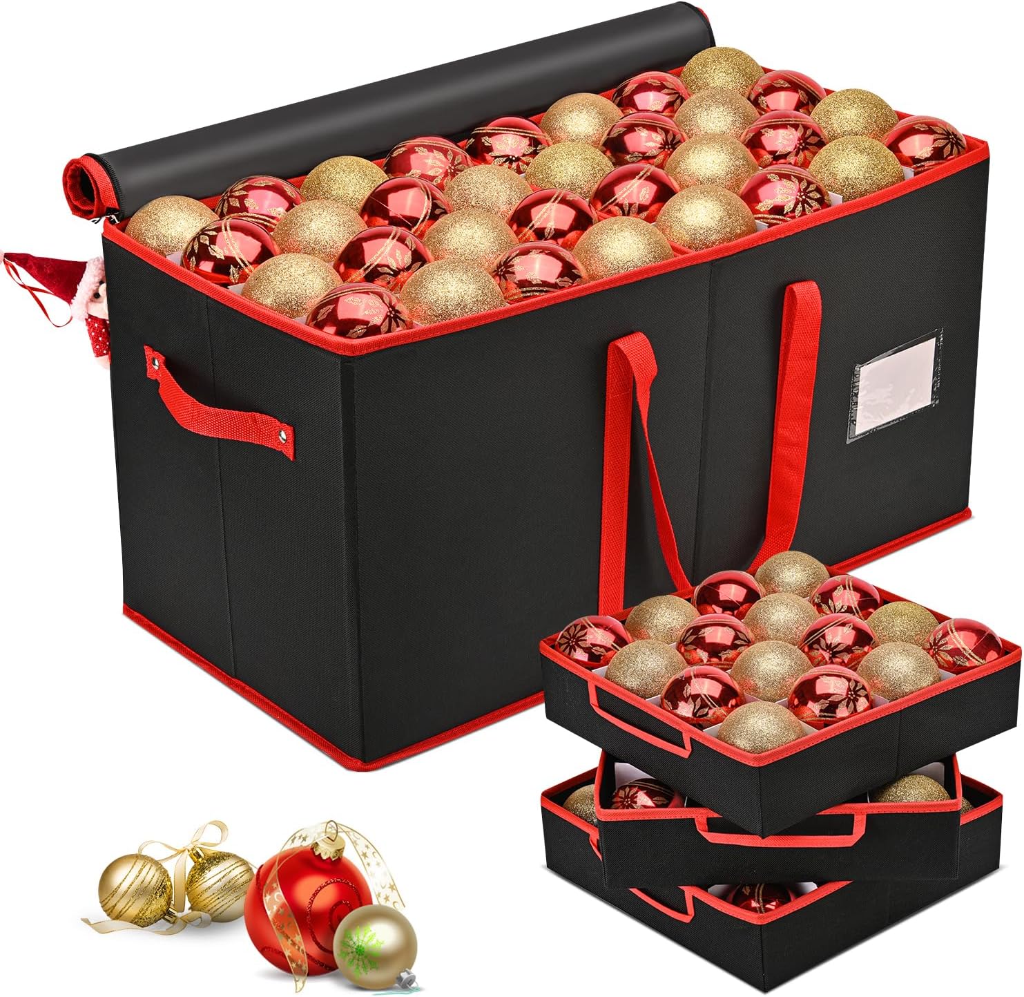 Mrrihand Christmas Ornament Storage Box, Ornament Storage Container with 8 Trays...