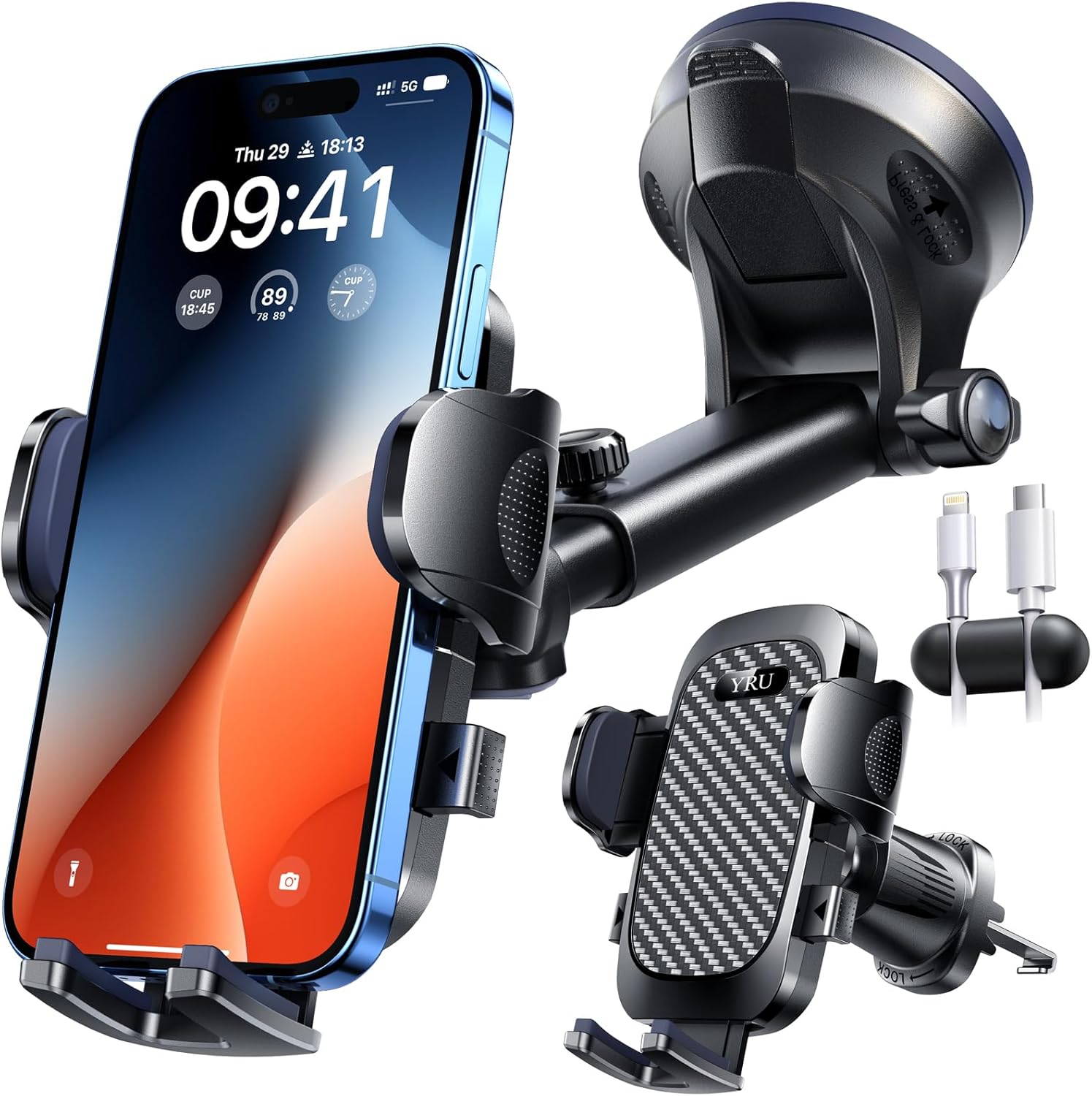 [True Military-Grade & 360 Degrees Rotatable Suction] 2025 YRU Ultimate Car Phon...