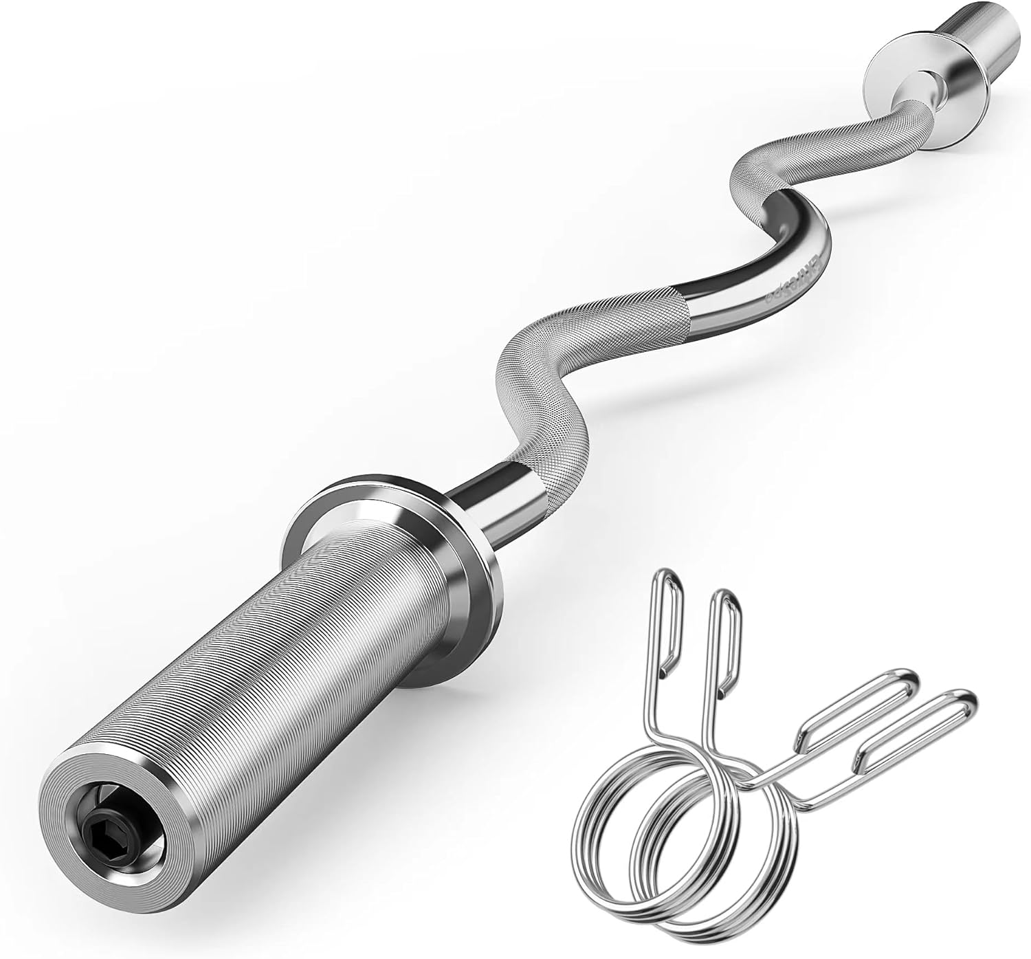 Olympic EZ Curl Barbell Bar, 47" EZ Curl Bar for Weight Lifting, Biceps, triceps...