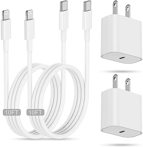 for iPhone Fast Charging Block with 10ft Cable,for Apple Certified 2Pack Wall Ch...