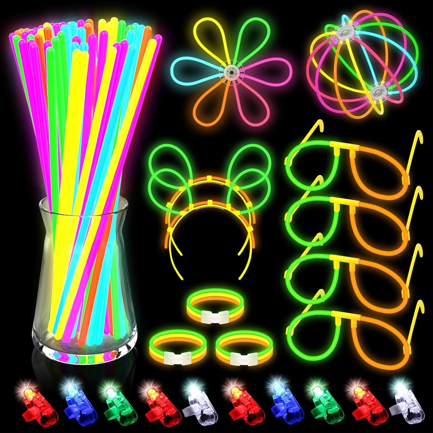 DELEE Glow Sticks, 224PCS Glow Sticks Party Packs for Kids with Glow Neon Neckla...