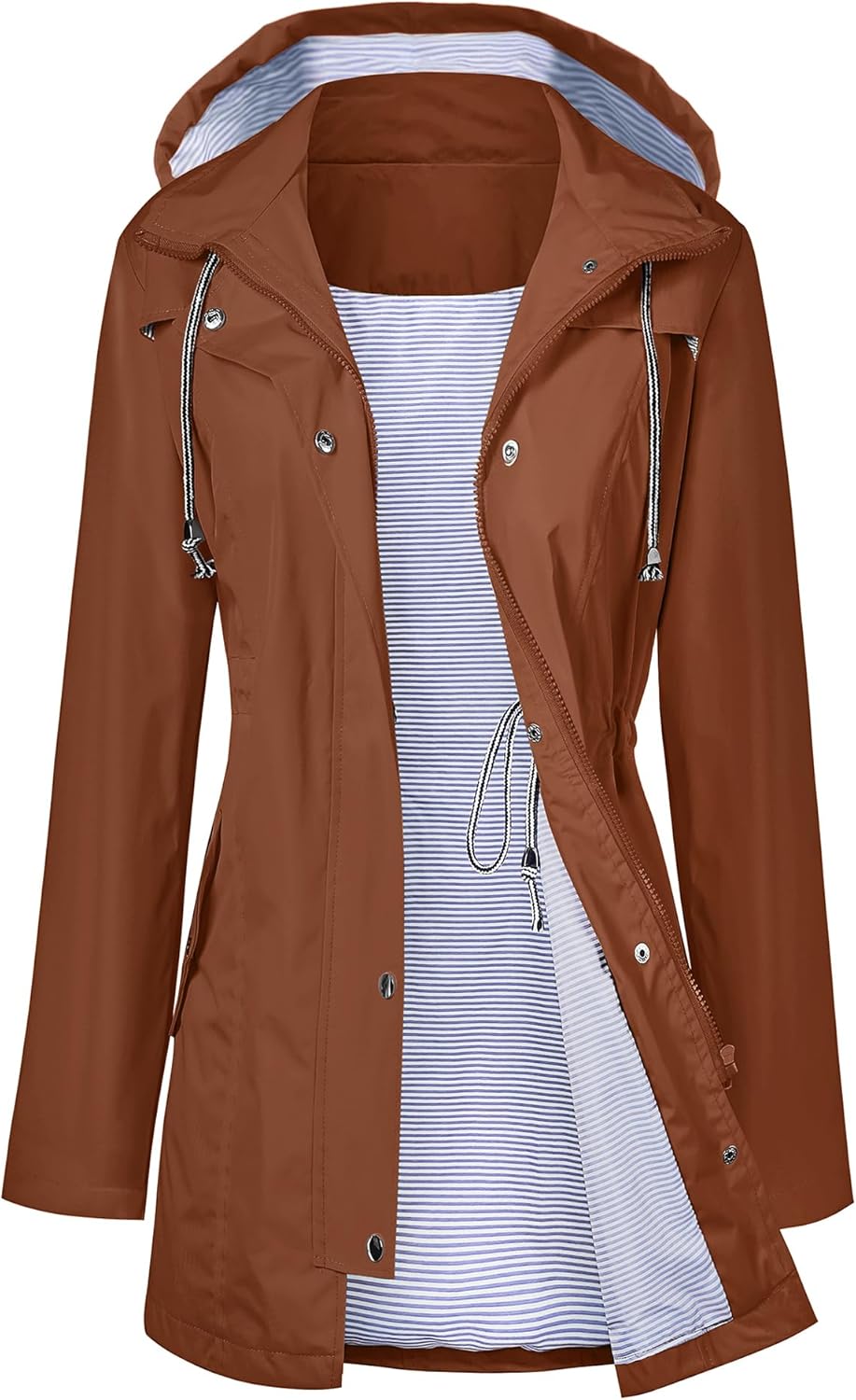 LOMON Raincoat Women Waterproof Long Hooded Trench Coats Lined Windbreaker Trave...