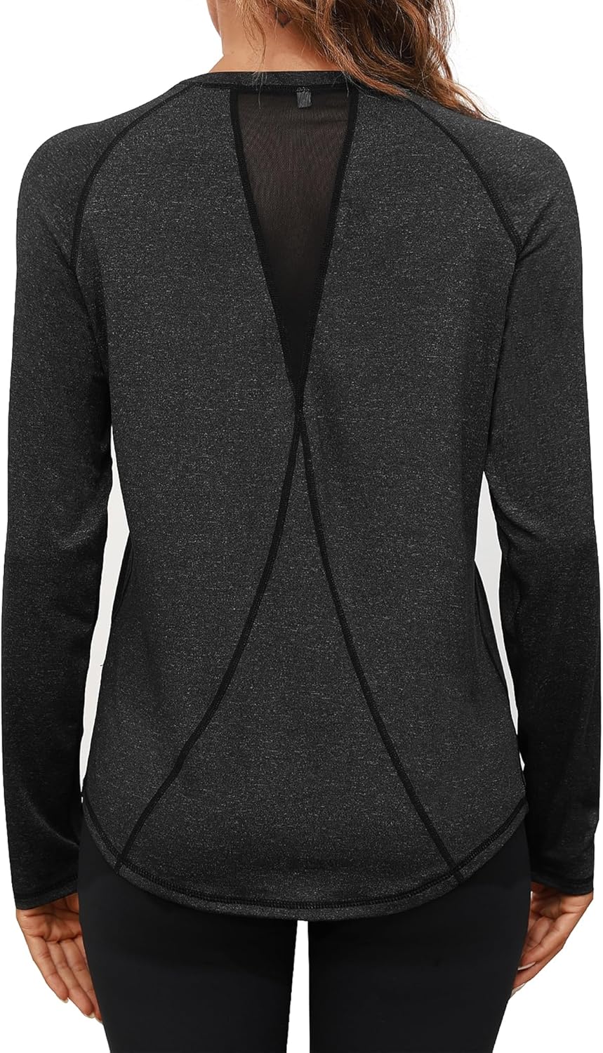 Gyabnw Women Activewear Gym Tops Ladies Workout Long Sleeve Running Tee Yoga Spo...