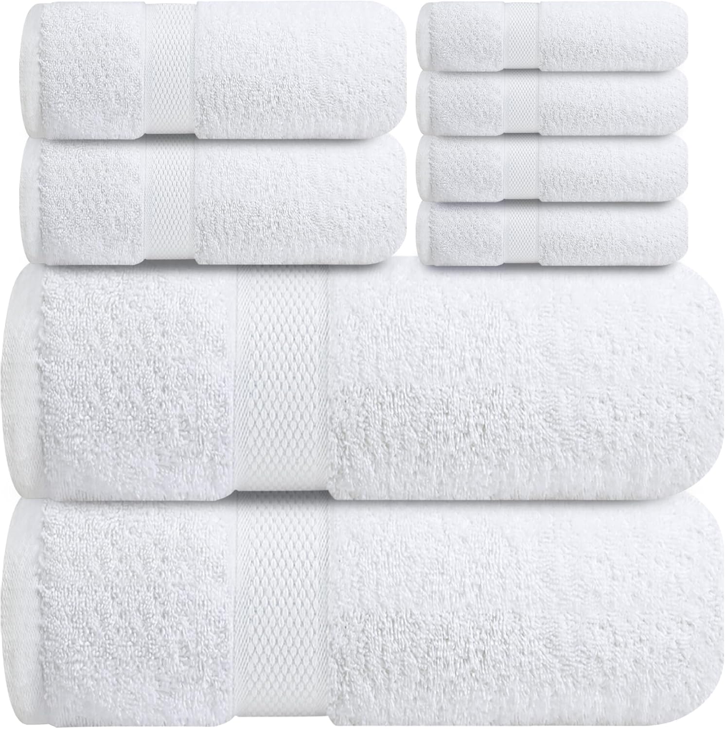 Infinitee Xclusives Luxury 100% Cotton Towel Set – 8 Piece Bathroom Towel Set (2...