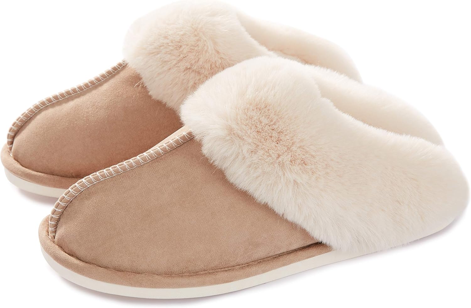 Misolin Womens Slipper Memory Foam Fluffy Slip-on House Suede Fur Lined/Anti-Ski...