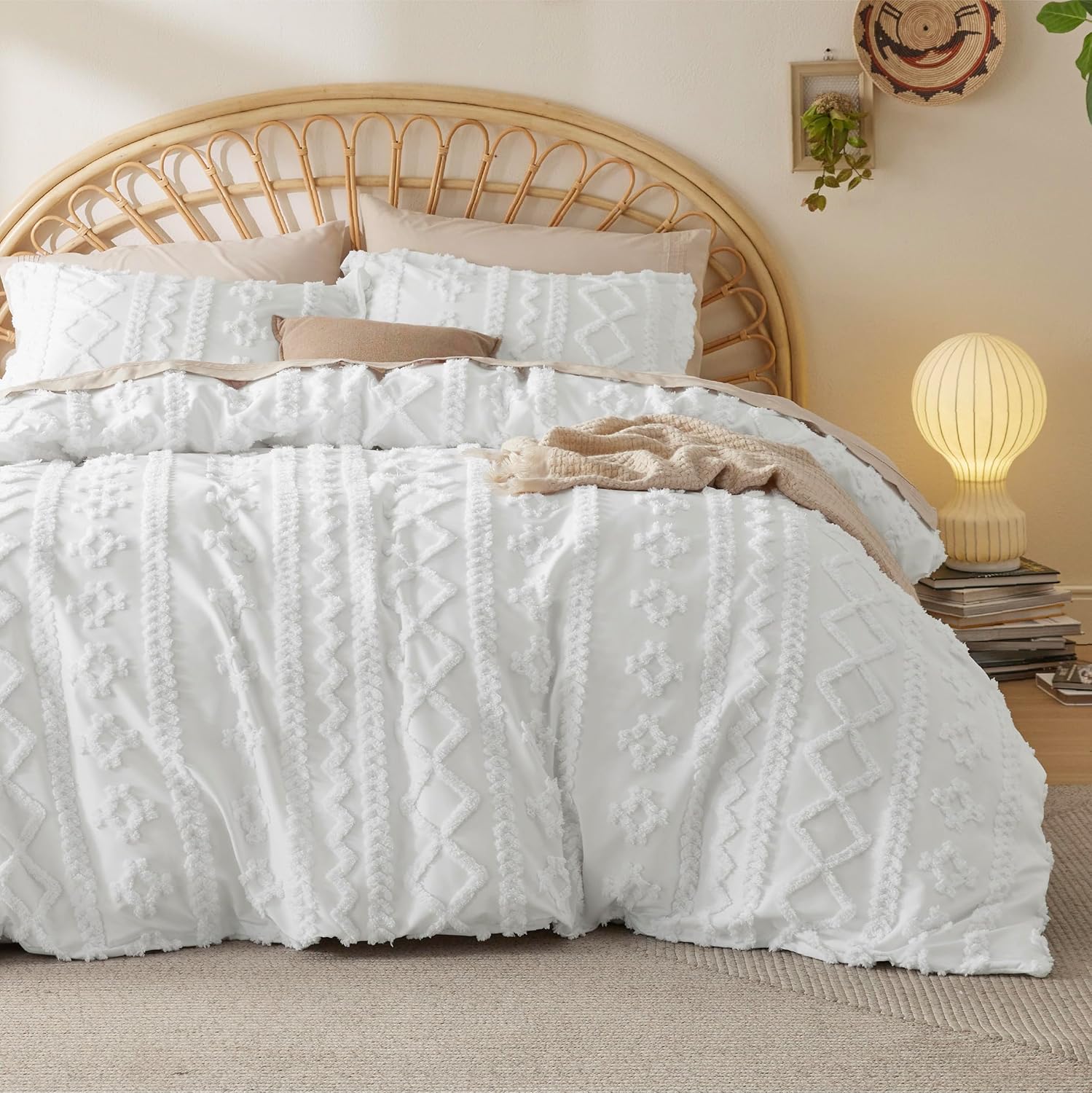 Bedsure Boho Duvet Cover King Size - Tufted King Duvet Cover Set for All Seasons...