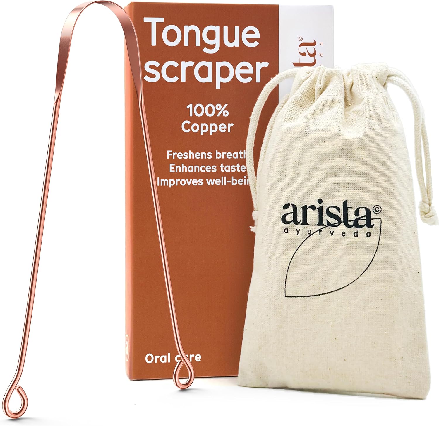 Arista Tongue Scraper 1 Pack, Tongue Cleaner for Adults, Copper Tongue Scraper,...
