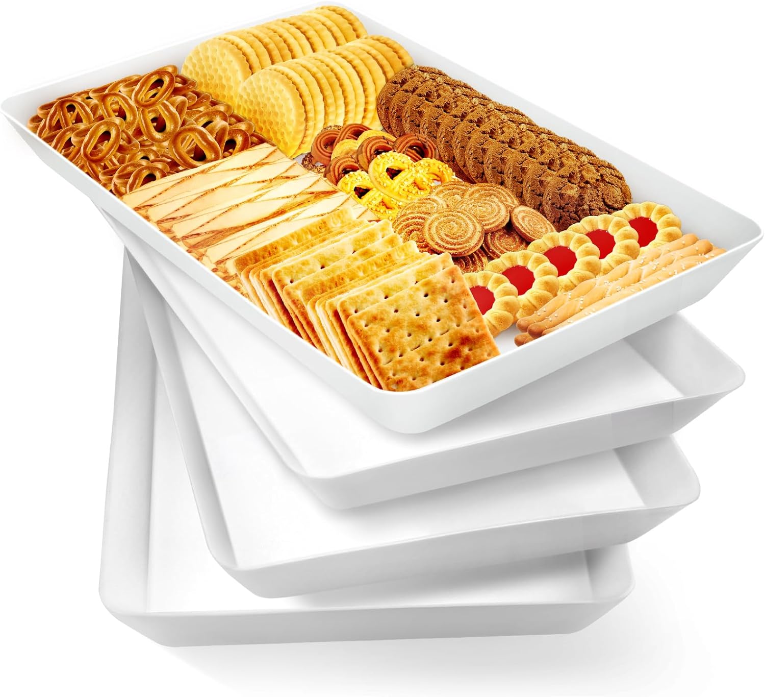 WOWBOX 4 pcs Serving Tray for Entertaining, Serving Platters for Snacks, Fruit,...