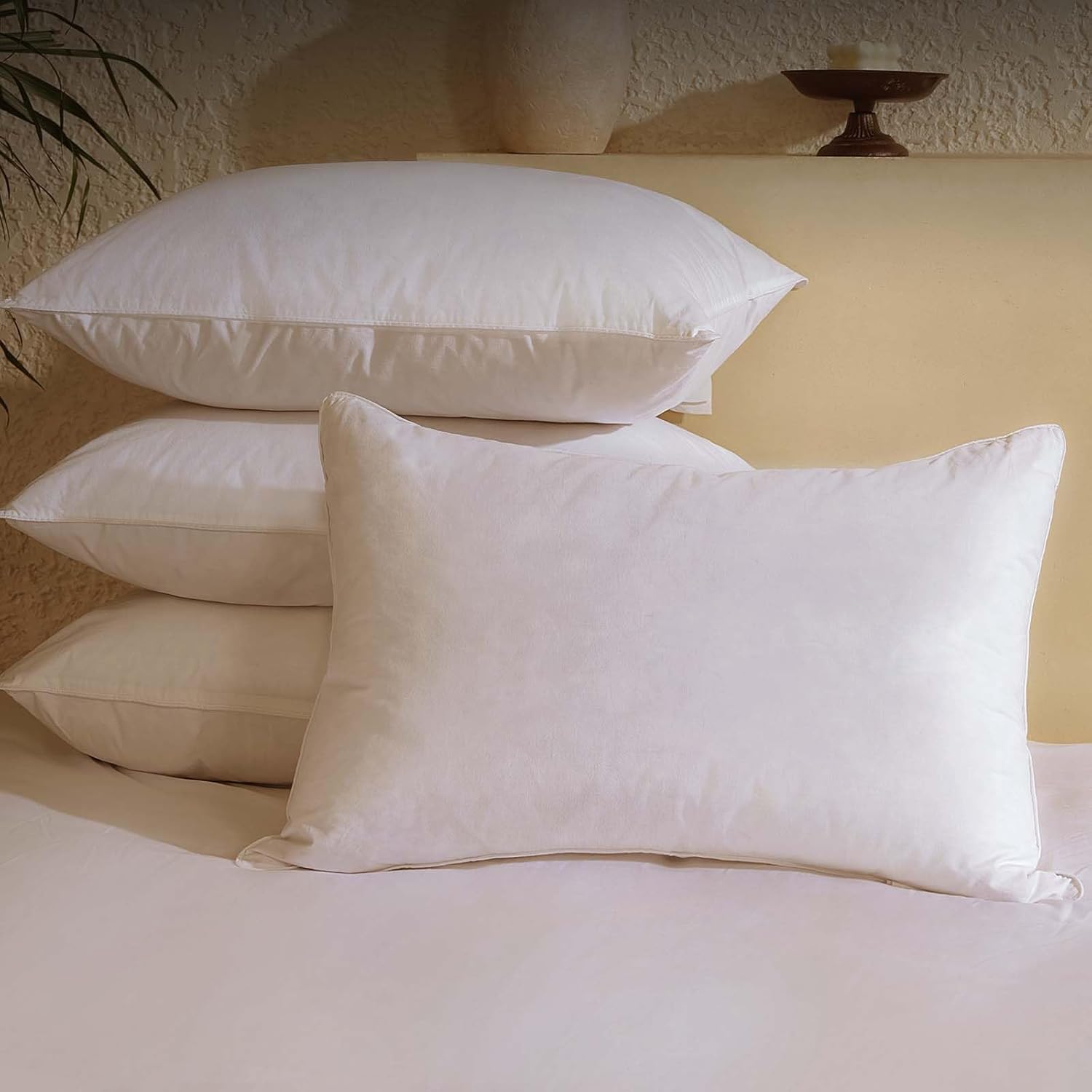 BHZ Goose Down Feather Pillow Queen Size Set of 4, Luxury Hotel Alternative Coll...