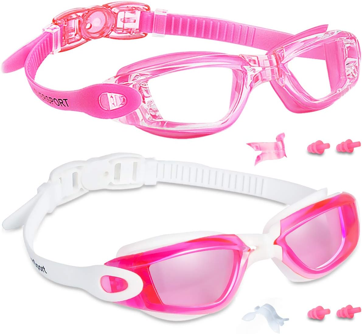 EverSport Kids Swim Goggles, Pack of 2 Swimming Goggles for Children Teens, Anti...