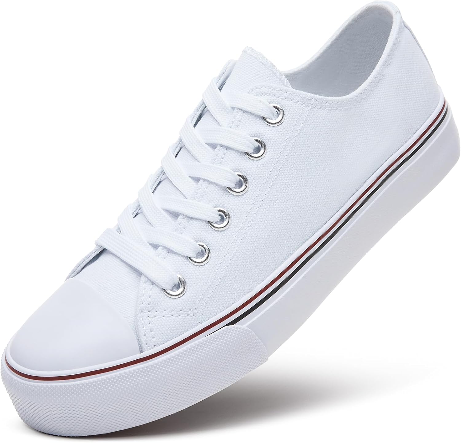 ZGR Womens Low Top Canvas Shoes,Lace up Canvas Sneakers,Casual White Tennis Walk...