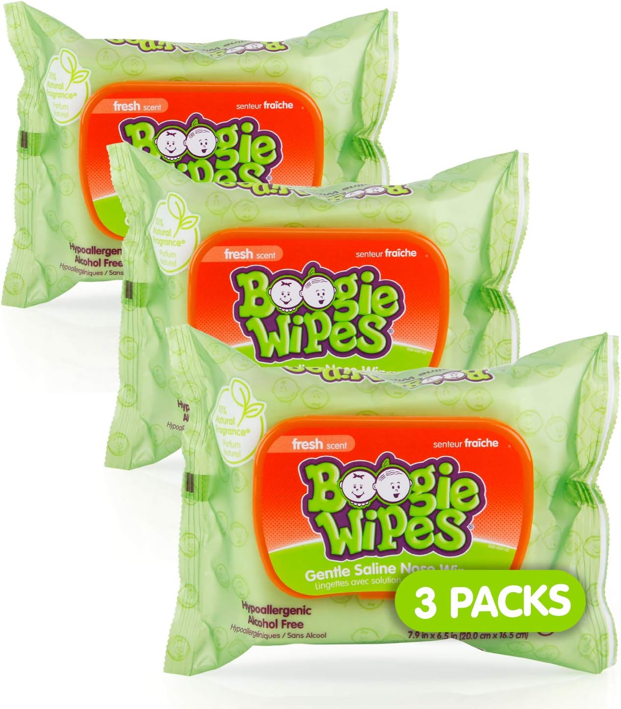 Saline Nose Wipes by Boogie, for Baby & Kids, Face, Hand & Body, FSA/HSA Eligibl...