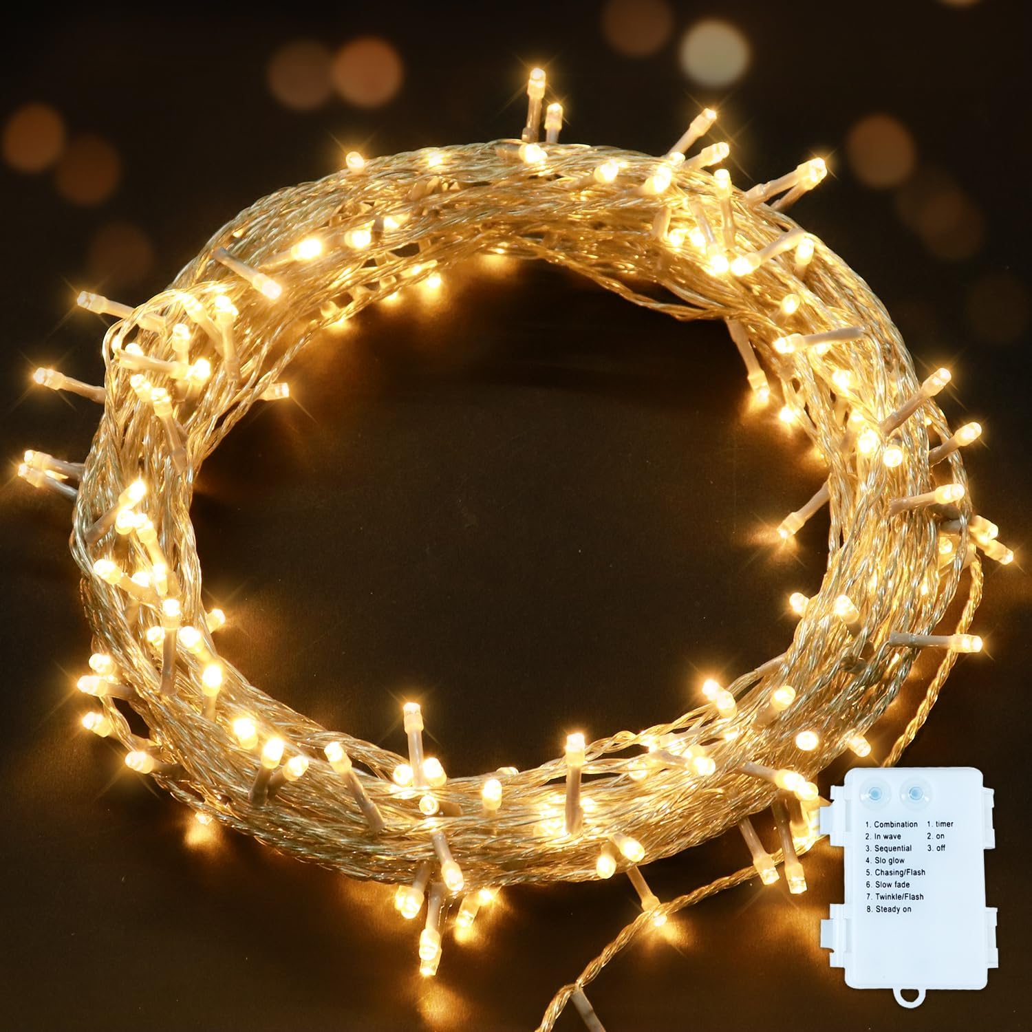 ANSIO Battery Fairy Lights Battery Operated 100 LED Indoor Outdoor Christmas Lig...