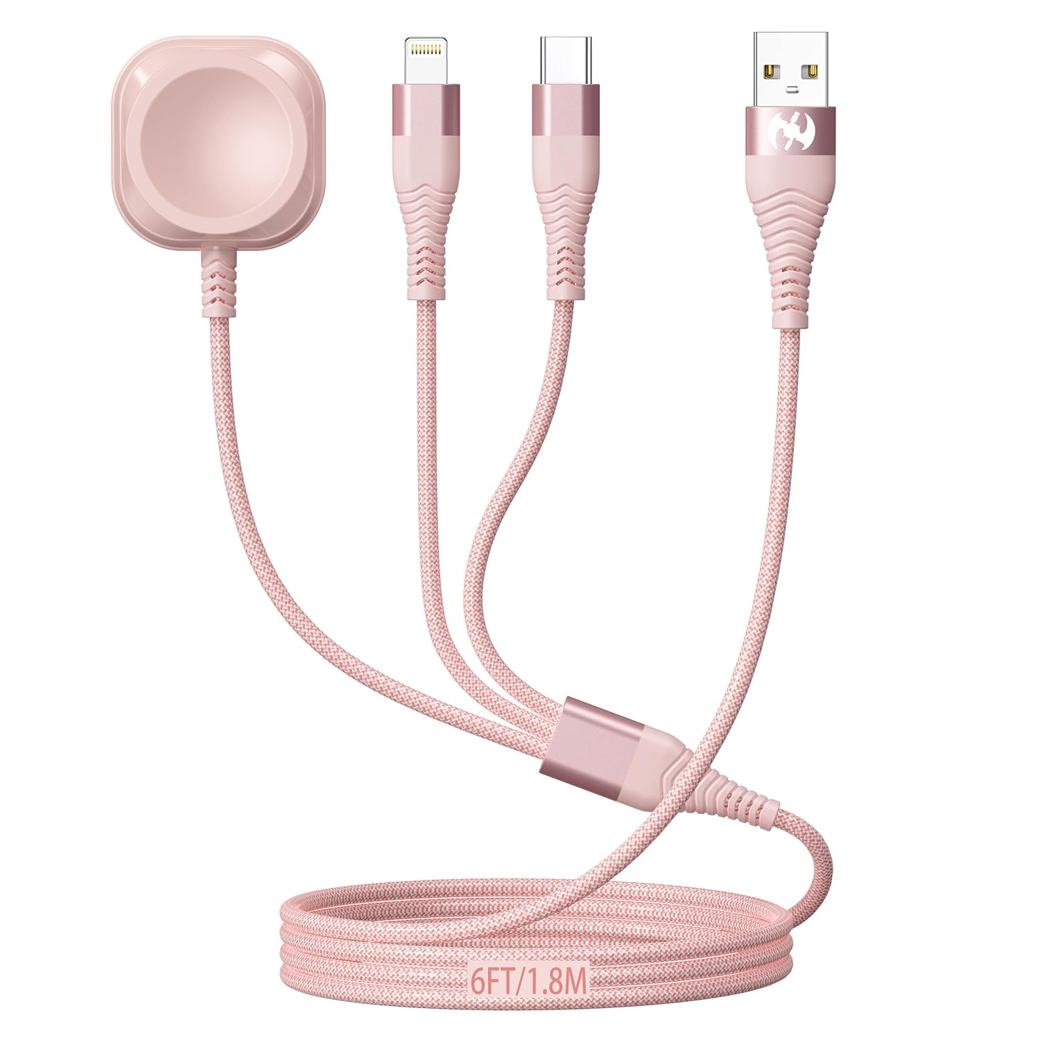 Apple Watch Charger Multi Charging Cable 6FT Nylon Braided USB AM Port to Lightn...