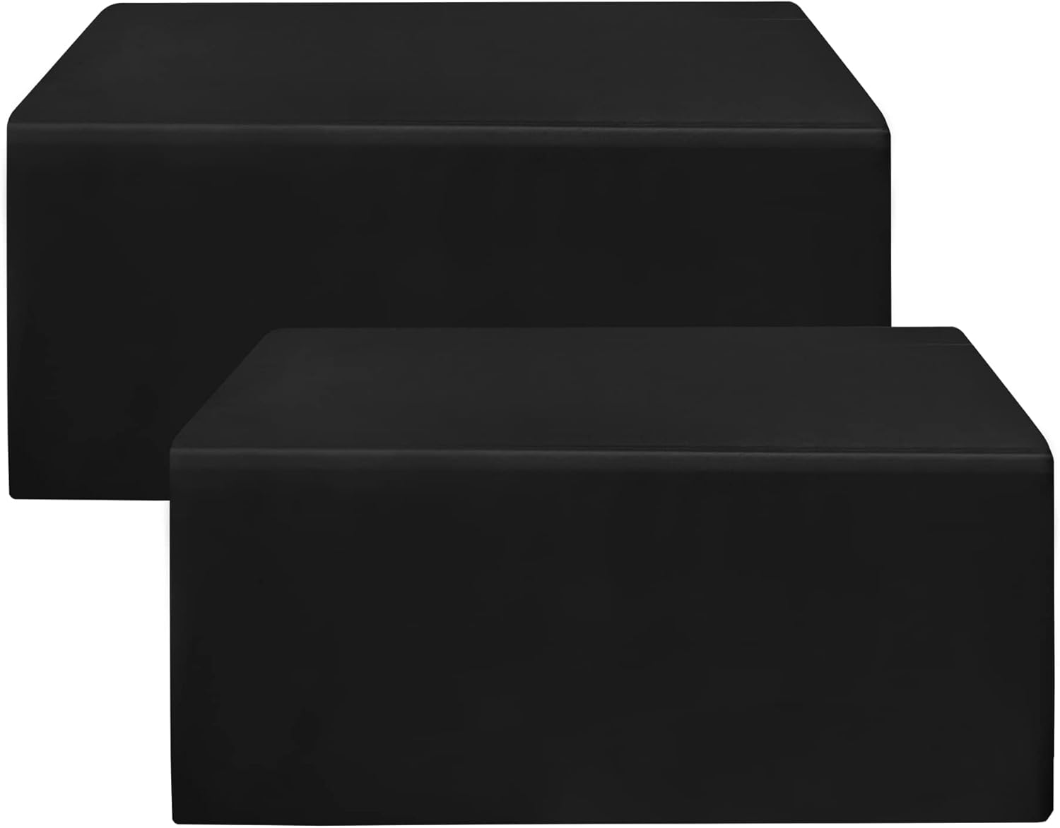 HolidayIdeas Fitted Black Tablecloths - 72 x 30 Inch - 2 Pack Rectangle Table Cl...