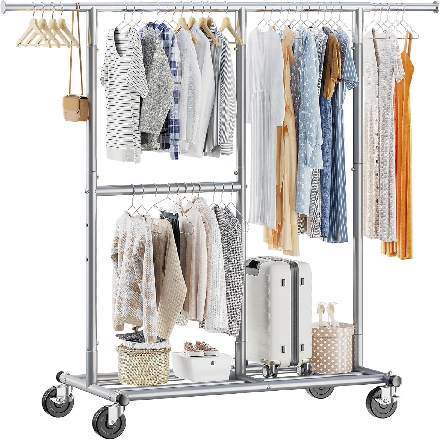 Raybee Clothes Rack Heavy Duty 405LBS Clothing Racks for Hanging Clothes 200+ Ro...