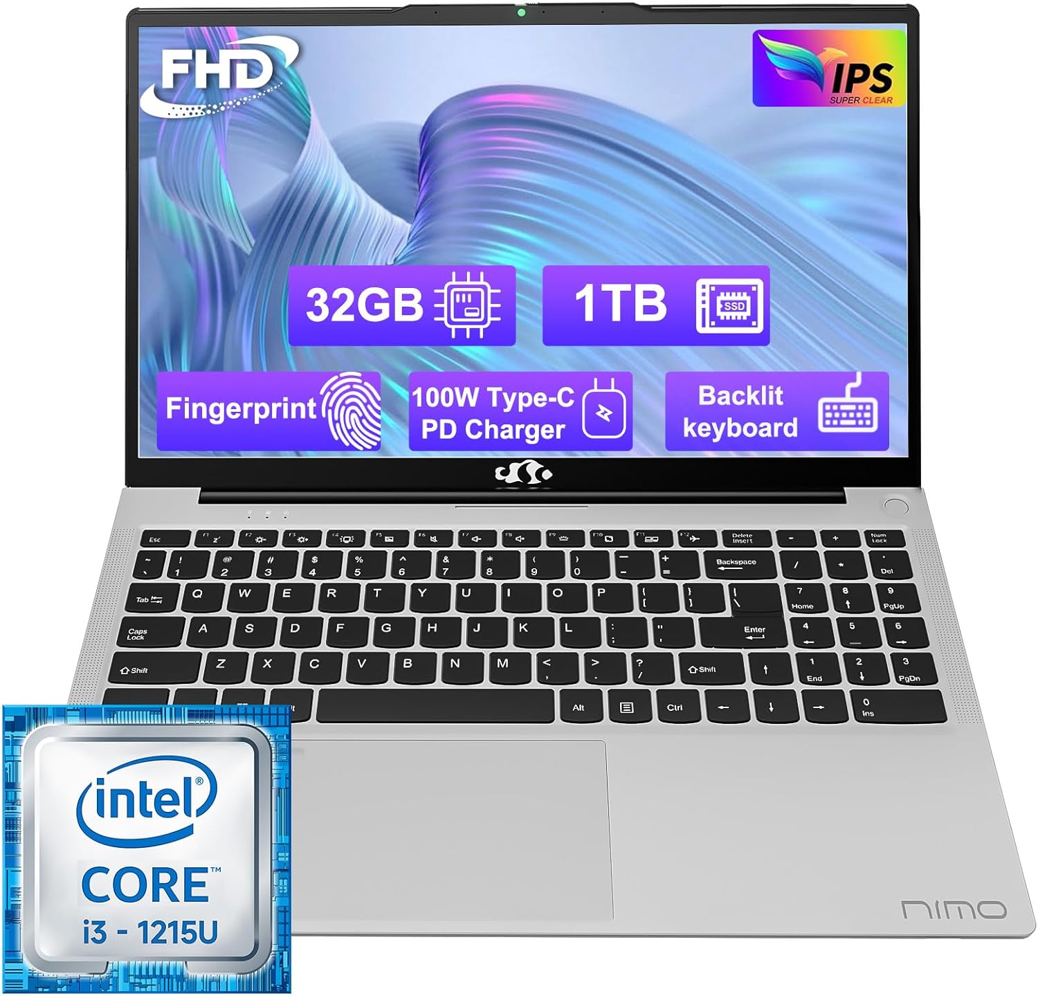 NIMO 15.6 FHD Laptop, Intel Core i3-1215U (Beat i5-1135G7), 32GB RAM 1TB SSD Lap...