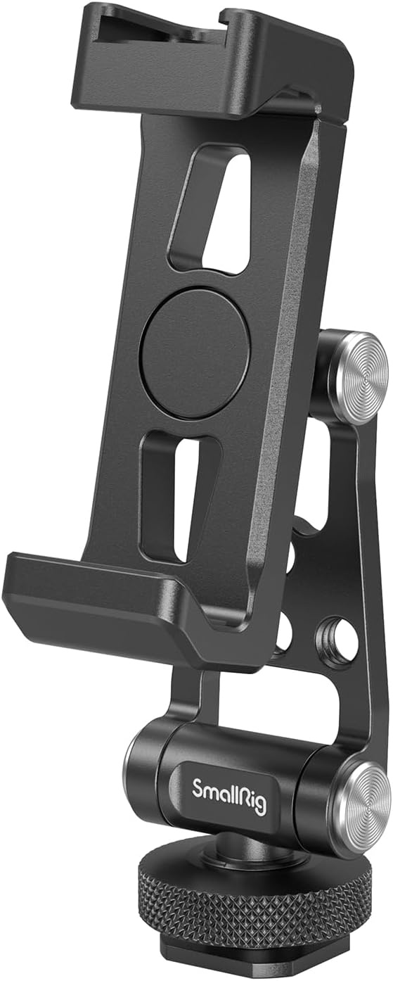 SMALLRIG Metal Phone Support with Cold Shoe Mount, Universal Cell Phone Mount Ad...