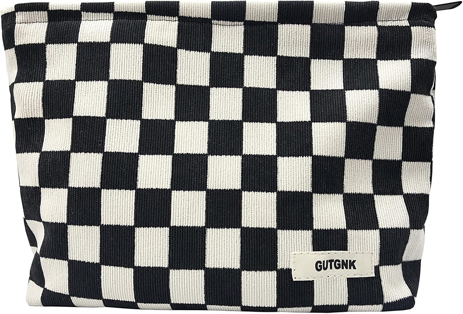 GUTGNK Women's Cosmetic Bag, Corduroy Checkerboard Travel Cosmetic Bag Small Cos...