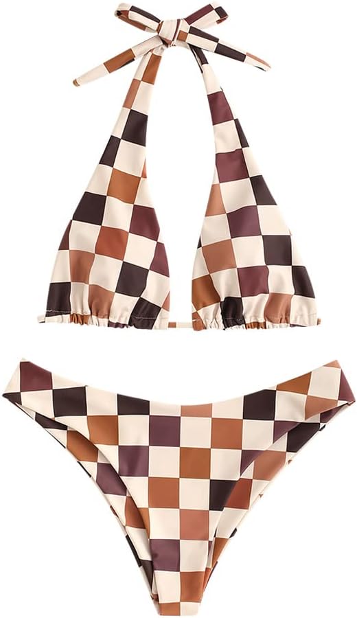ZAFUL Triangle Bikini for Women 2 Piece Halter Bikini Sets Sexy High Cut Bathing...