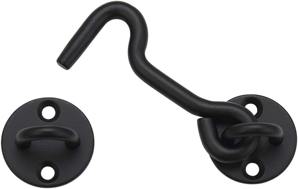 4” Privacy Hook and Eye Gate Latch Easy Lock for Barn Door, Black 1